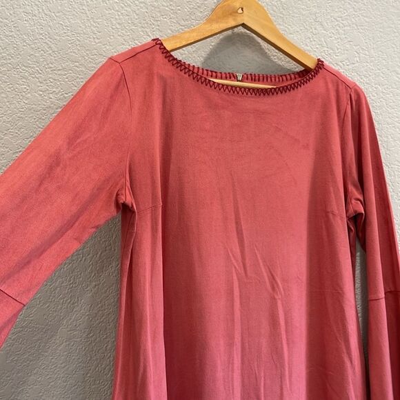 Soft Surroundings Beatrix Pink Faux Suede Bell Sleeve Tunic Size Small - Picture 4 of 8